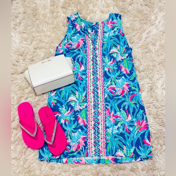 Ladies Lilly Pulitzer Tropical Print Dress 👗 Size 14 - Picture 2 of 13